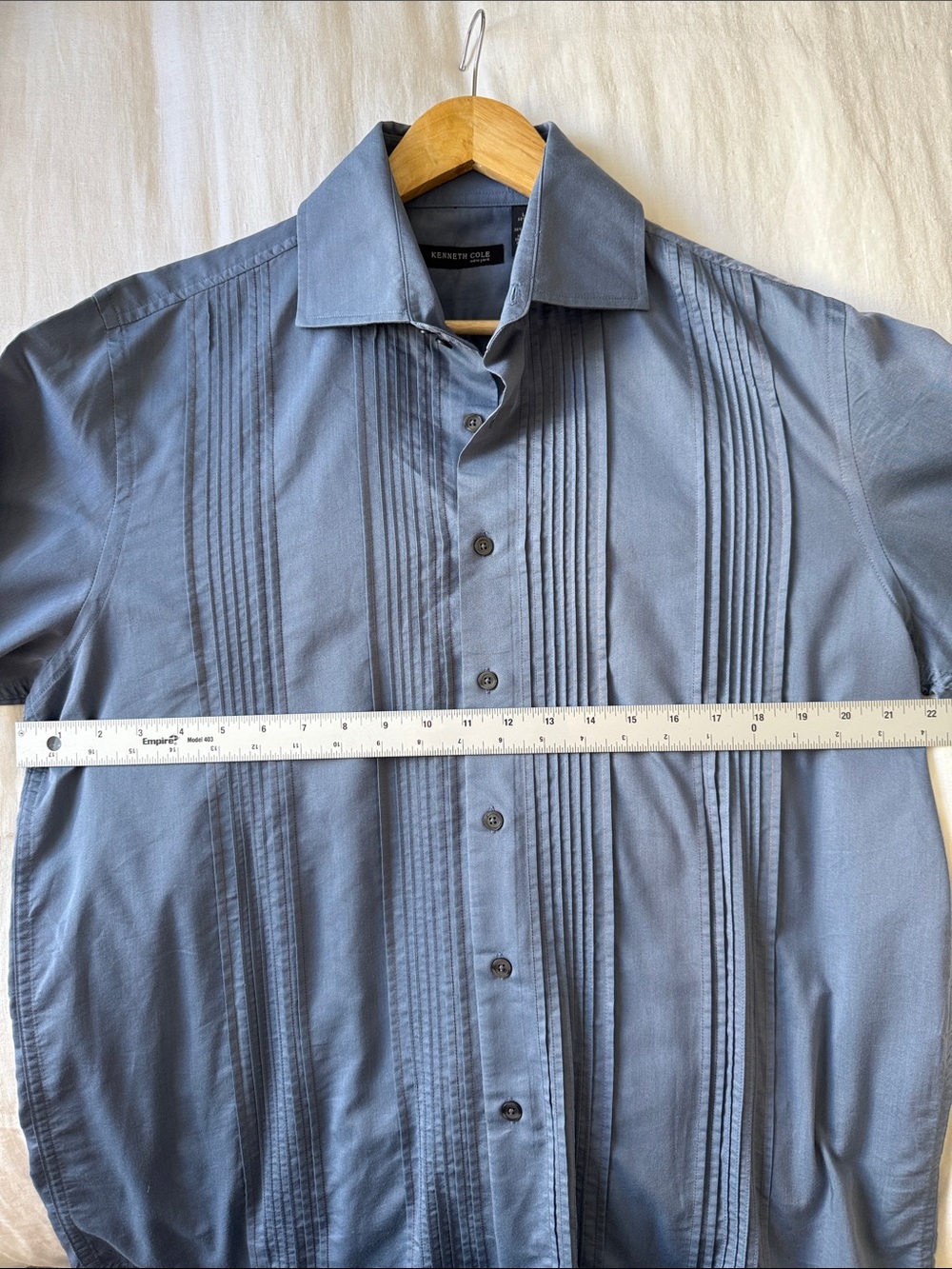 Kenneth Cole NY Men’s Blue Tonal Stripe Long-Sleeve Button-Up Shirt Size L Work - Picture 5 of 8